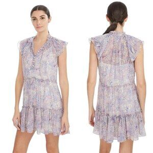 Generation Love - Women’s Tiered Mini Dress, ‘Mirabelle’ Paisley - Purple Medium